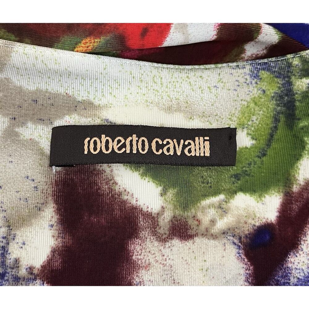 Roberto Cavalli Floral Column Maxi Dress Ruched Romantic Couture Luxury Size XL - Picture 8 of 10